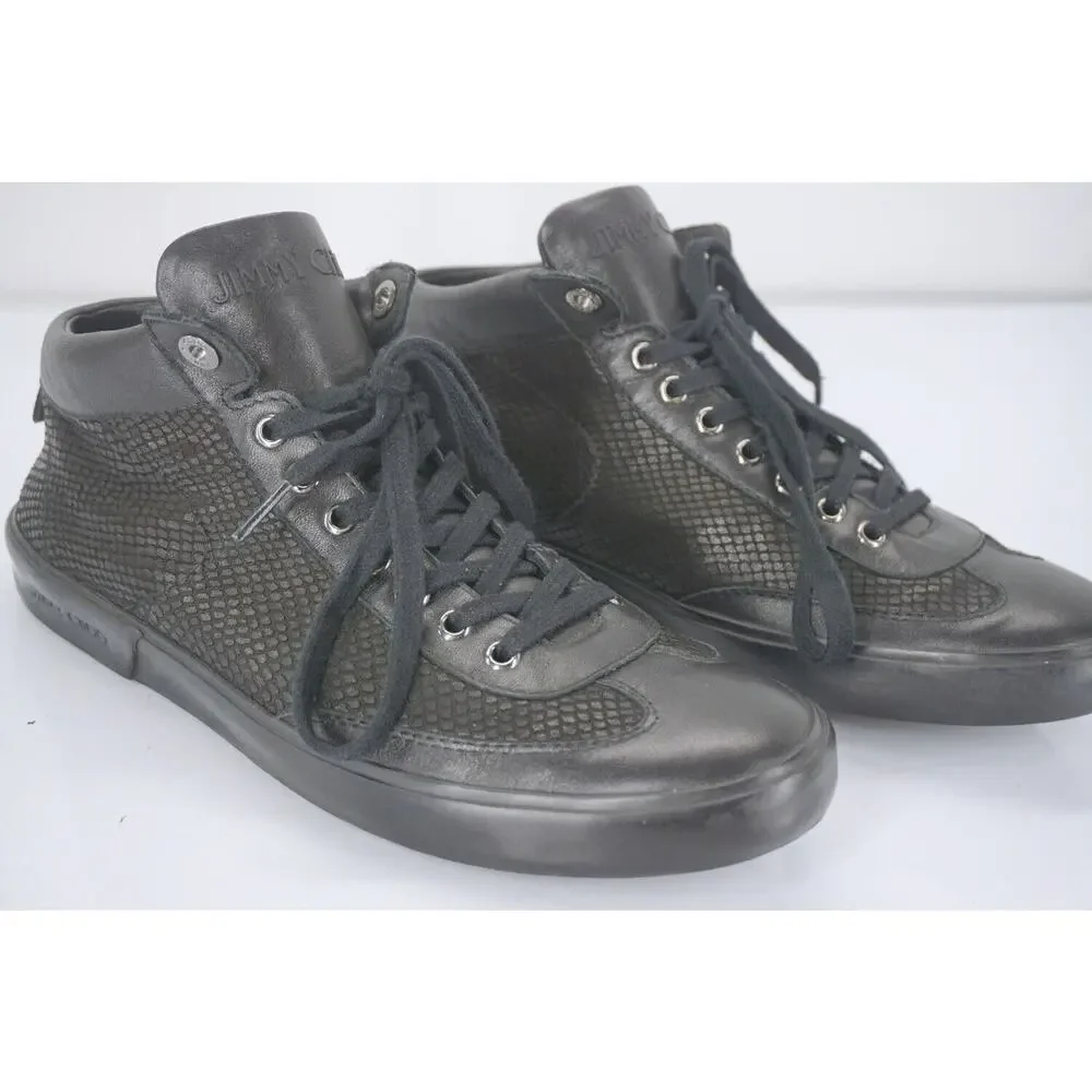 Jimmy Choo Varley Lace Up Black High Top Sneakers Shoe SZ 42 12 Wide New